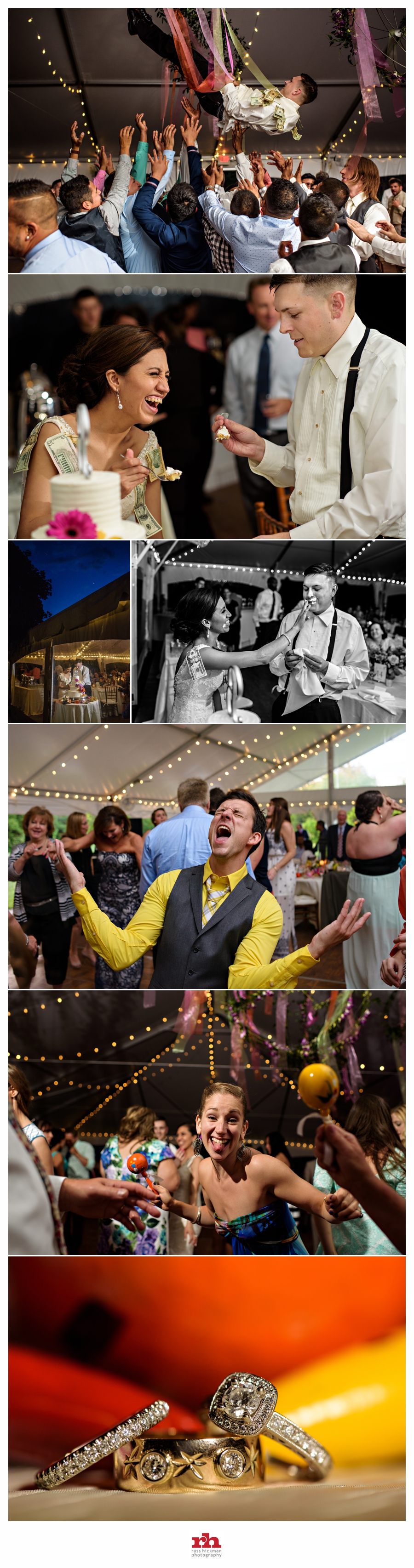 Wedding Reception Dancing and cake being smashed into faces at this Pearl S Buck Estate Wedding.
